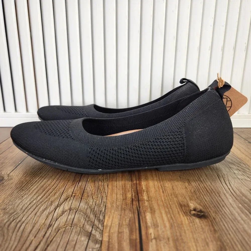 Fitflop Allegro Knit Ballet Flats Womens Size 11 Black Low Slip On Comfort Shoes